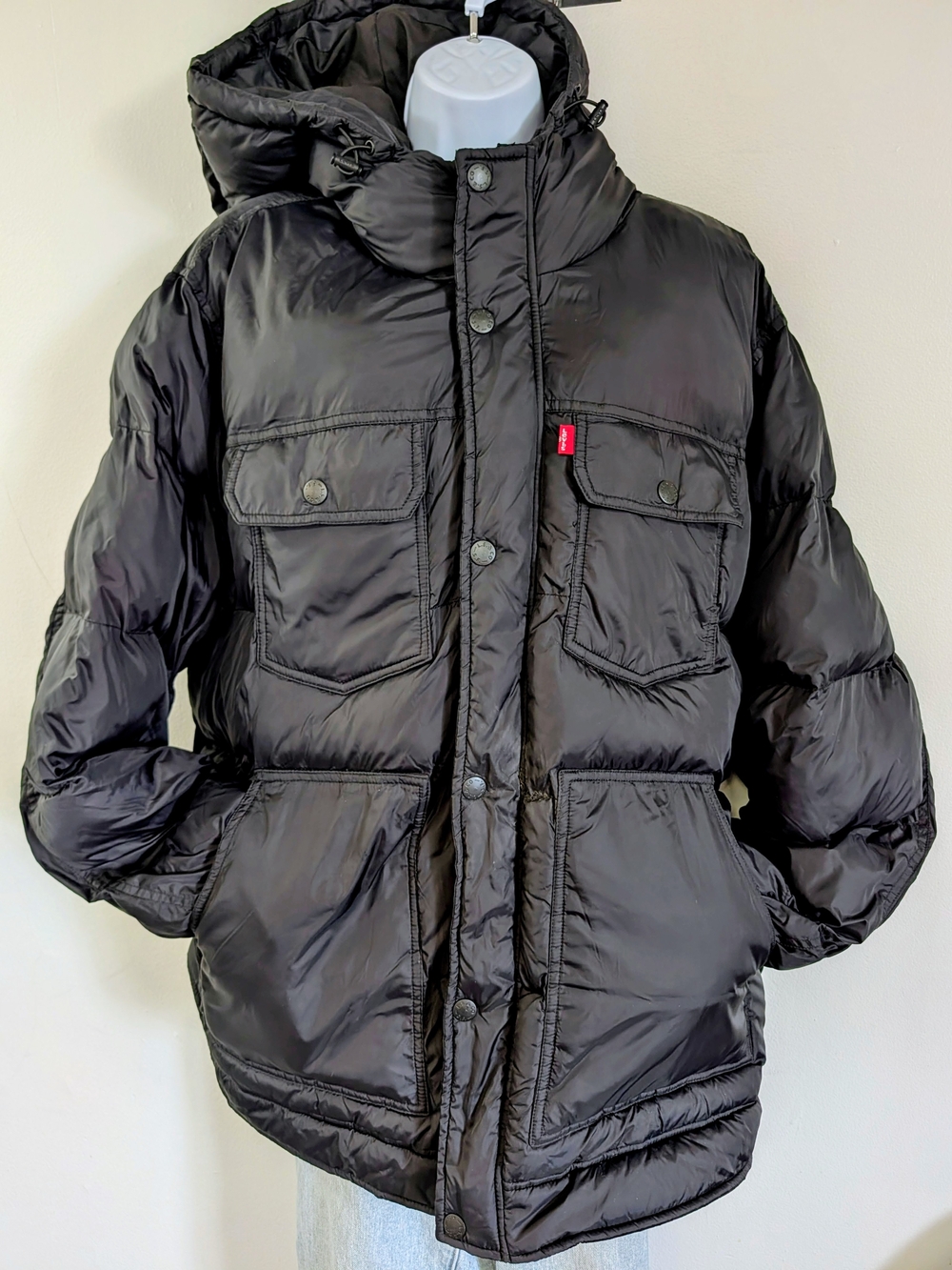 Men's Black Hooded Puffer Jacket - Levi's